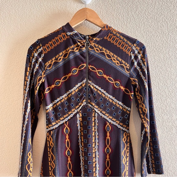 Free People Stella Retro Mod Multicolor Earth-tone Mini Dress Size XS - Picture 6 of 13